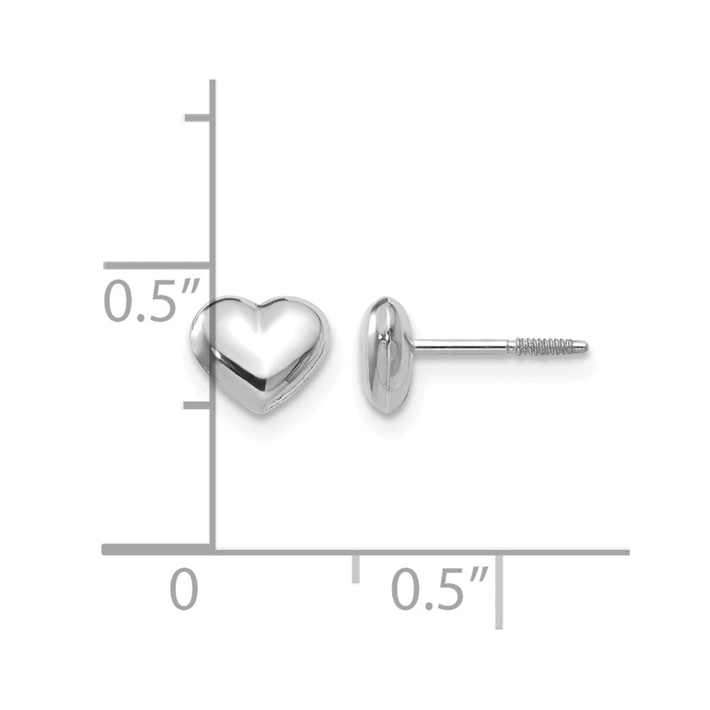 14k Madi K White Gold Puff Heart Post Earrings