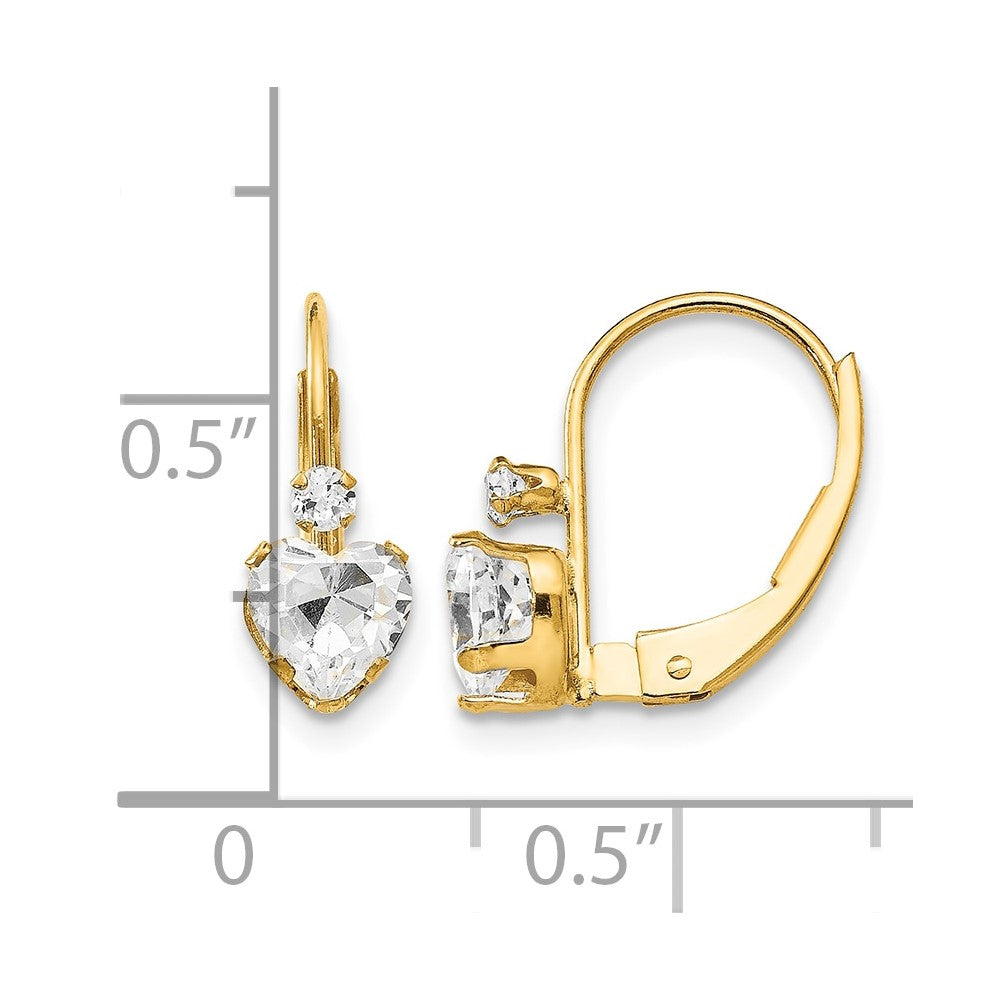 14k Madi K CZ Heart Leverback Earrings