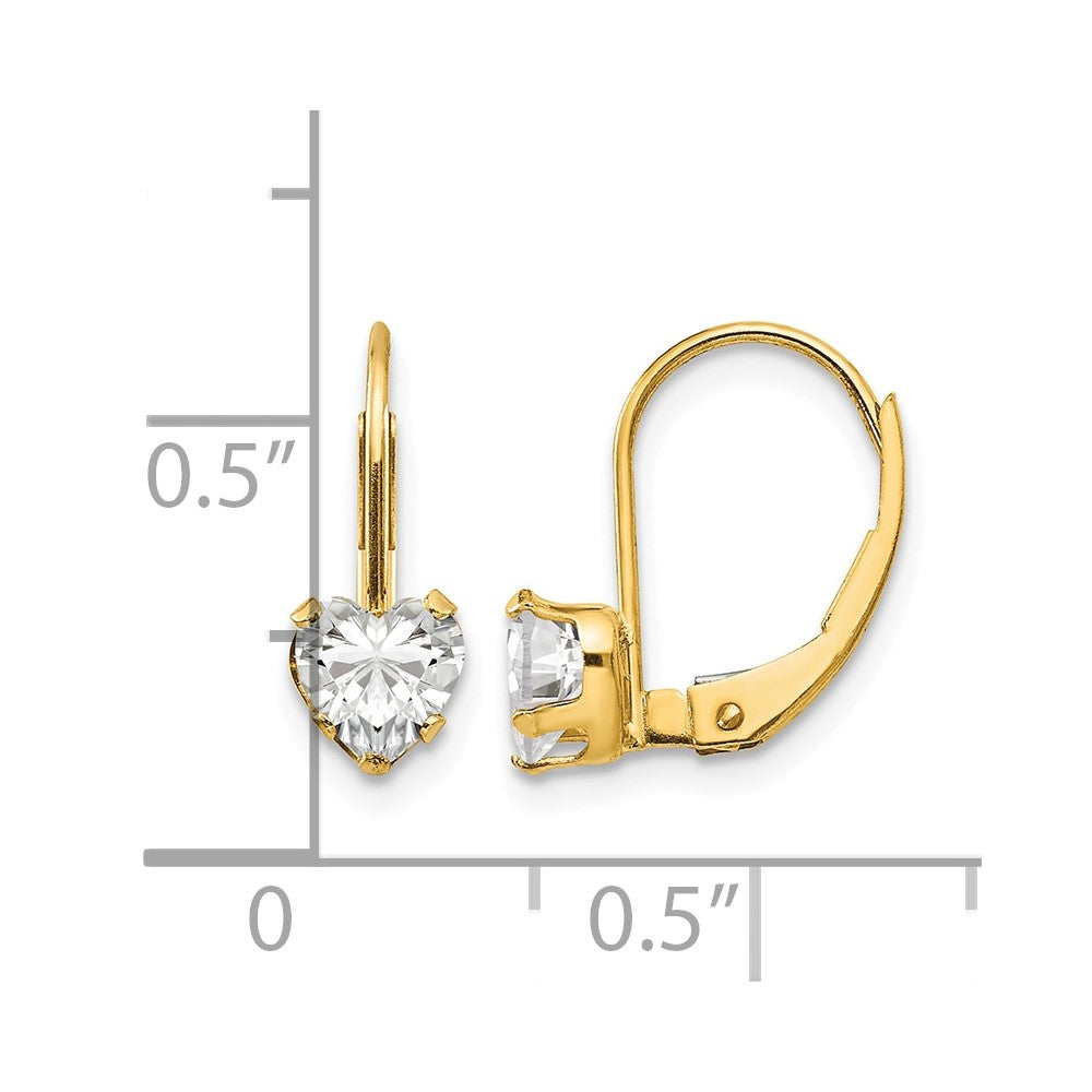 14k Madi K CZ Heart Leverback Earrings