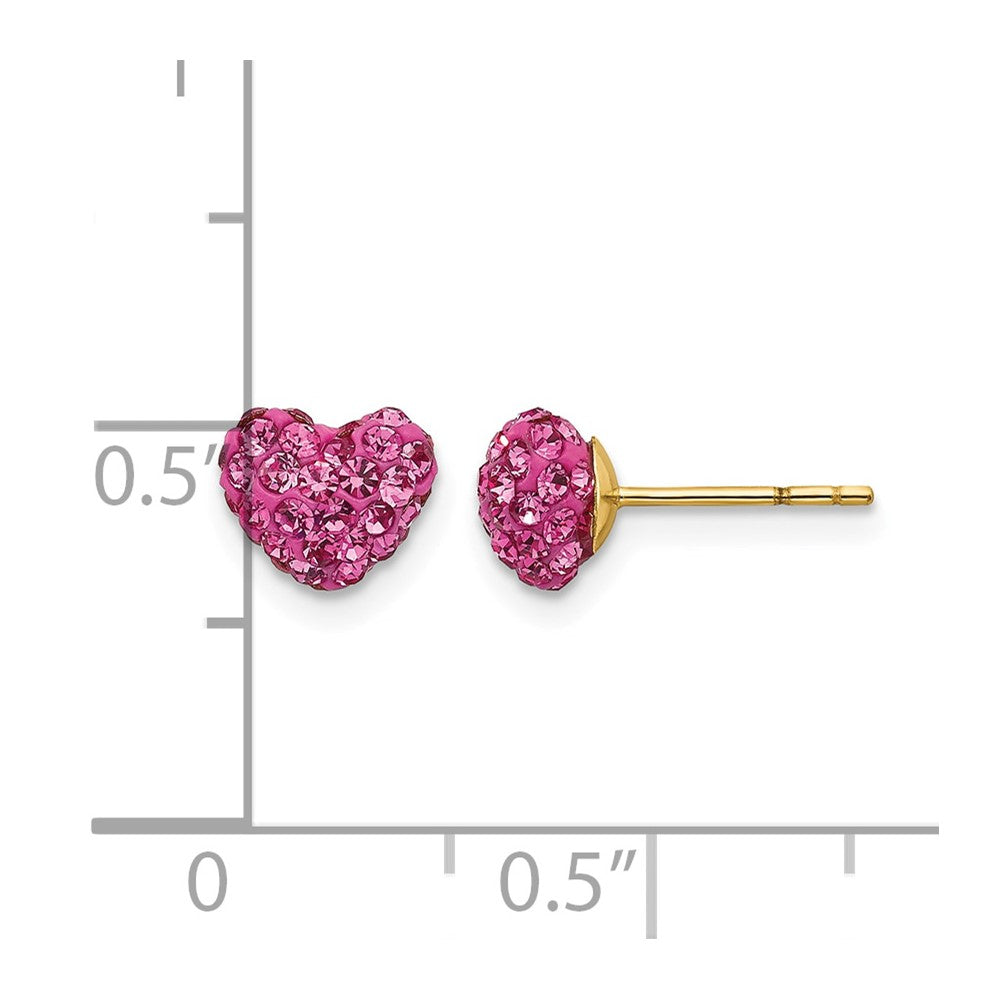 14k Madi K Post Multi Pink Crystal Heart Earrings