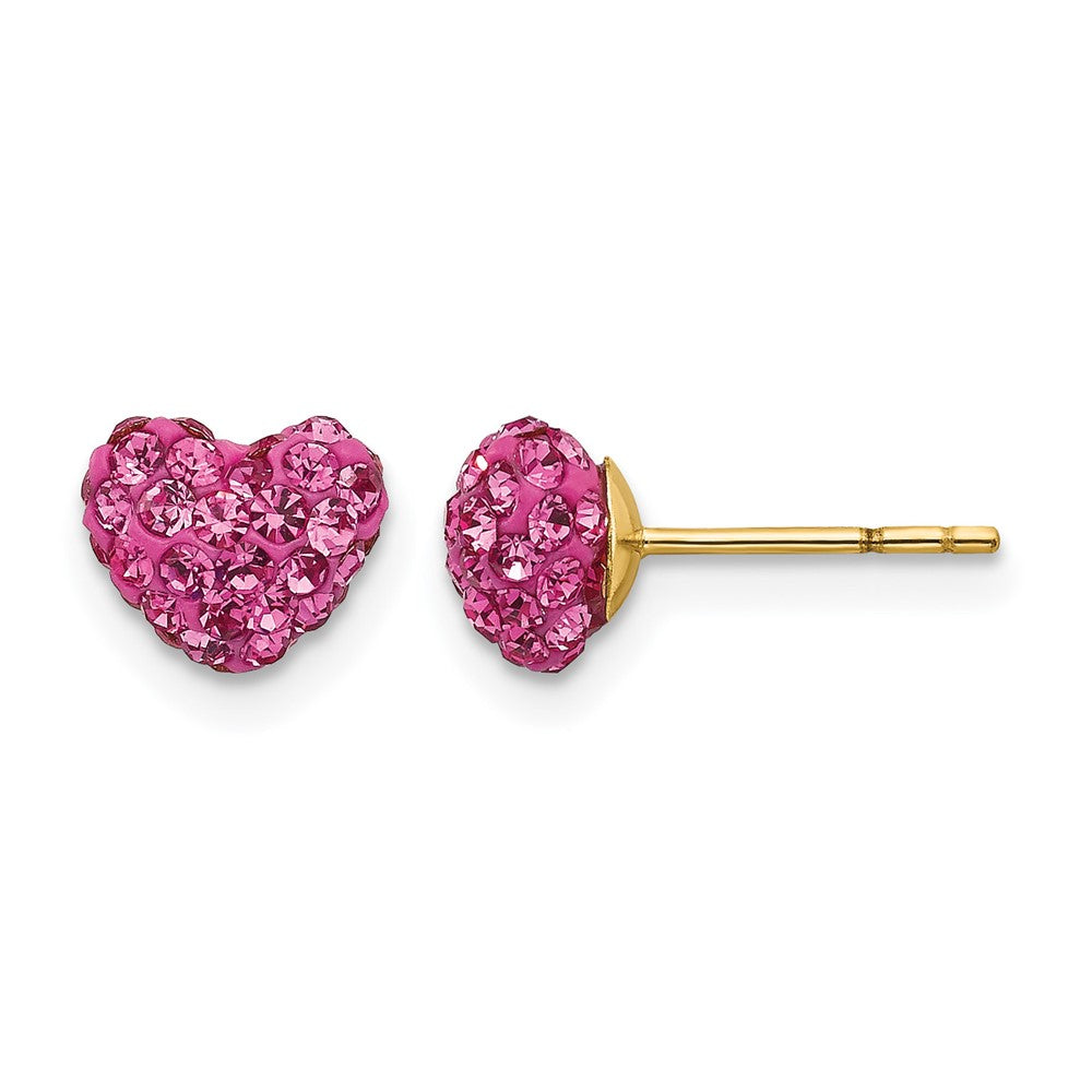 14k Madi K Post Multi Pink Crystal Heart Earrings