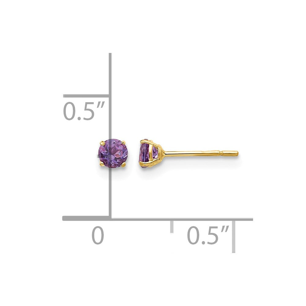 14k Madi K Round Amethyst 3mm Post Earrings