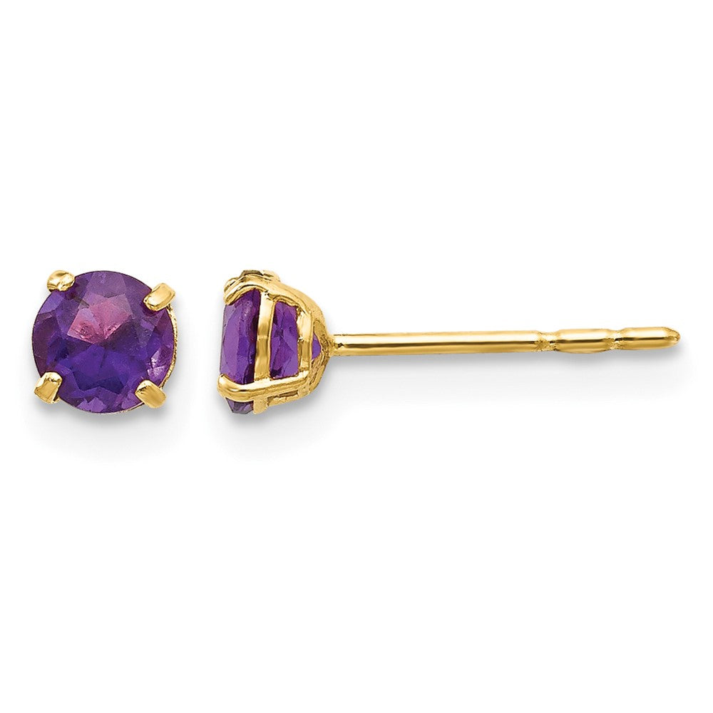14k Madi K Round Amethyst 4mm Post Earrings