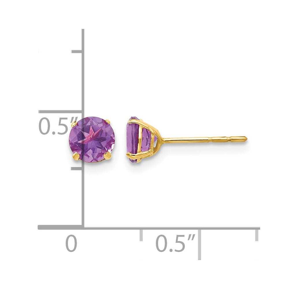 14k Madi K Round Amethyst 5mm Post Earrings