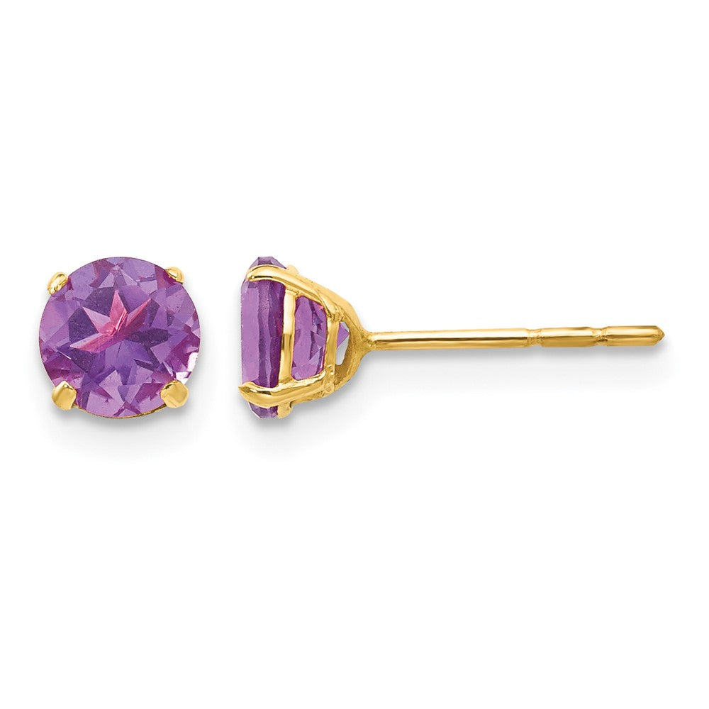 14k Madi K Round Amethyst 5mm Post Earrings