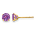 14k Madi K Round Amethyst 5mm Post Earrings
