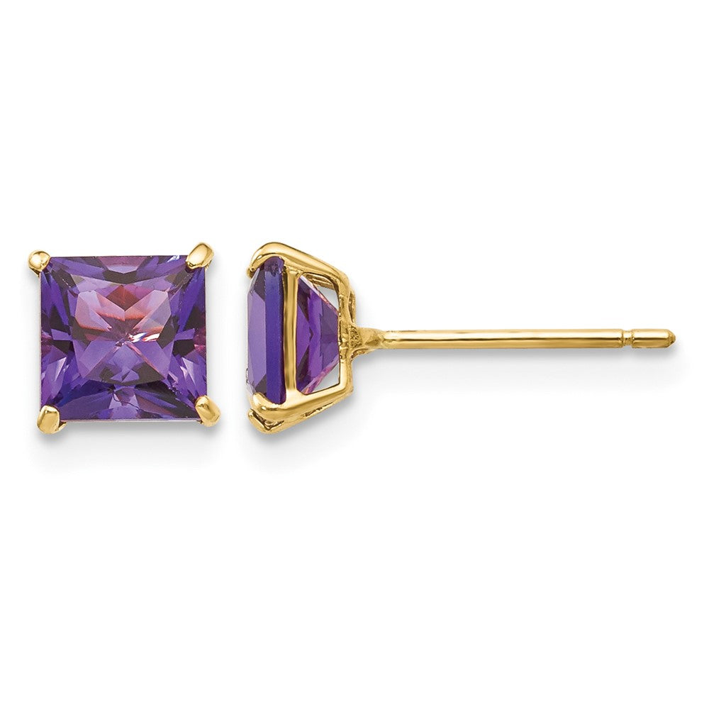 14k Madi K Amethyst 5mm Square Post Earrings