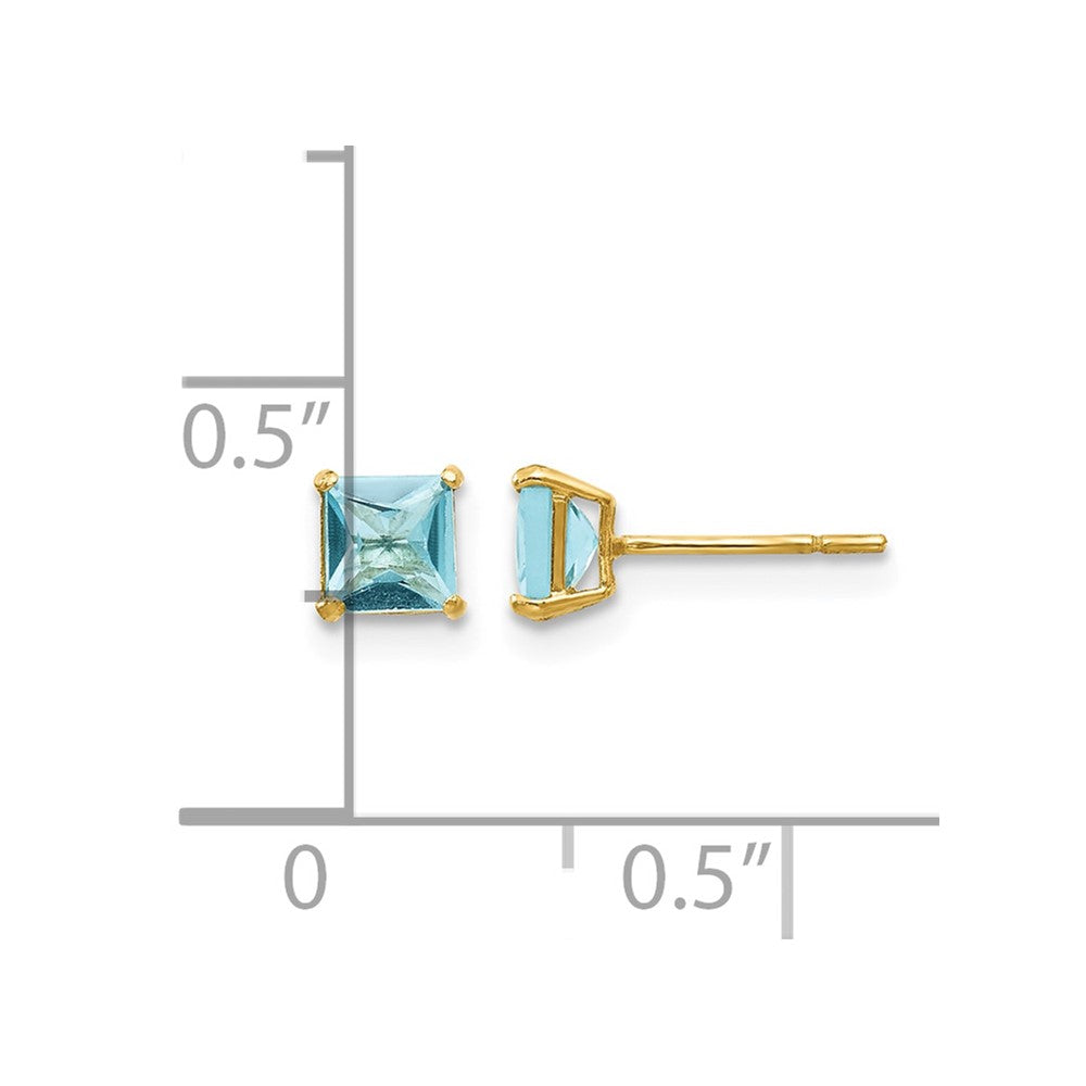 14k Madi K Blue Topaz 4mm Square Post Earrings