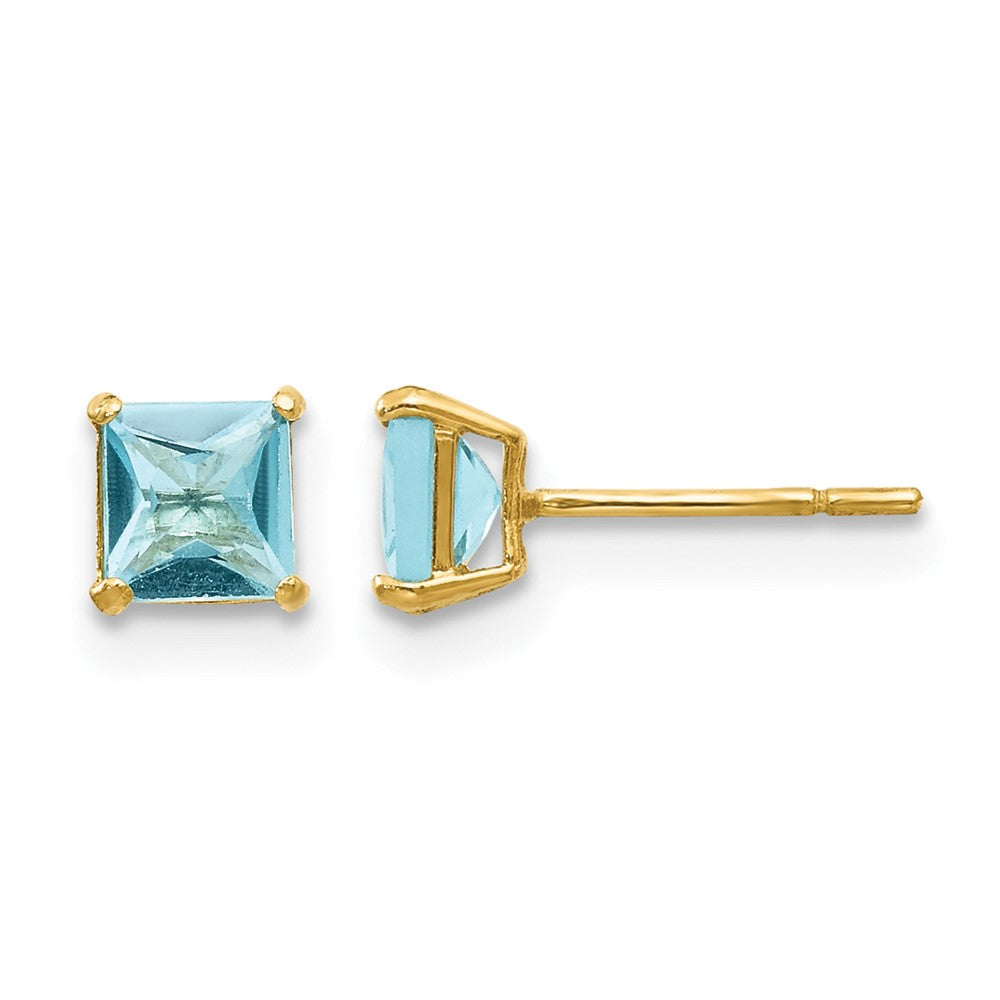 14k Madi K Blue Topaz 4mm Square Post Earrings