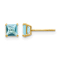 14k Madi K Blue Topaz 4mm Square Post Earrings
