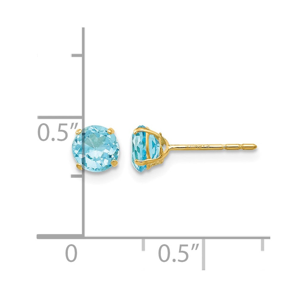 14k Madi K Round Blue Topaz 5mm Post Earrings