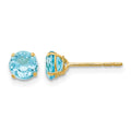 14k Madi K Round Blue Topaz 5mm Post Earrings