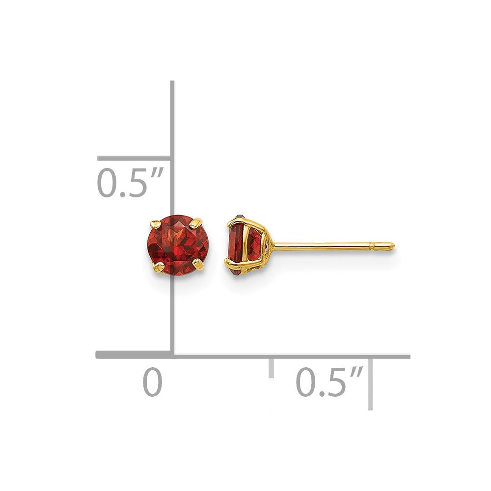 14k Madi K Round Garnet 4mm Post Earrings
