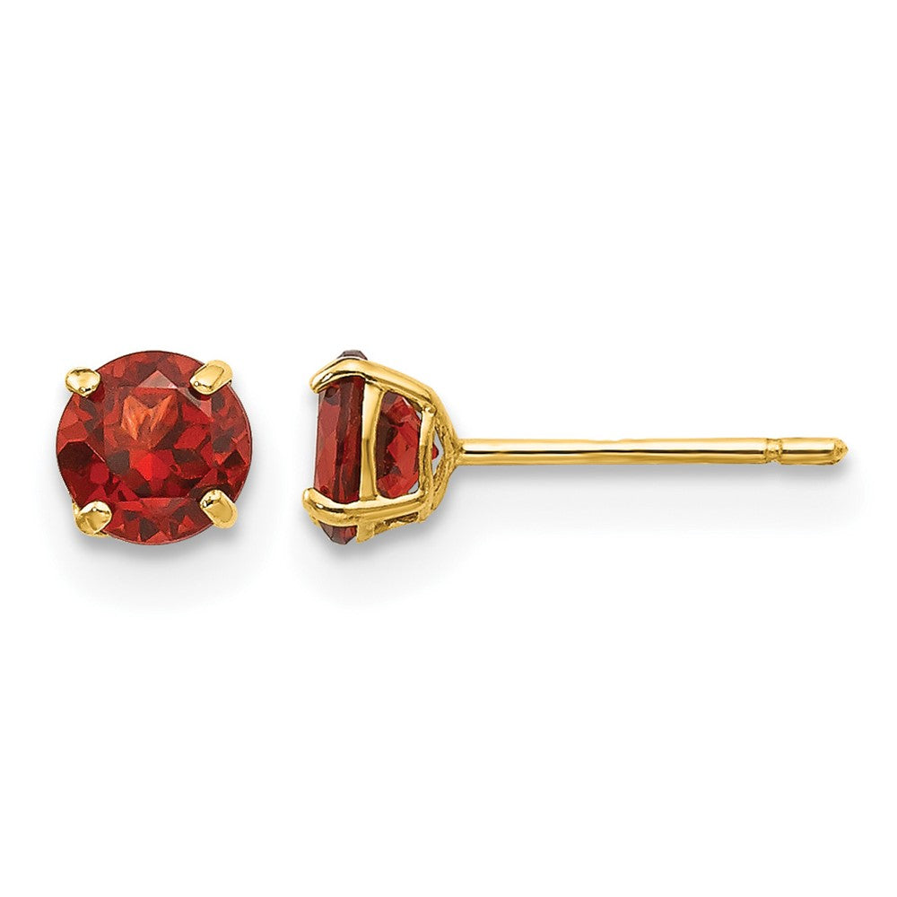14k Madi K Round Garnet 4mm Post Earrings