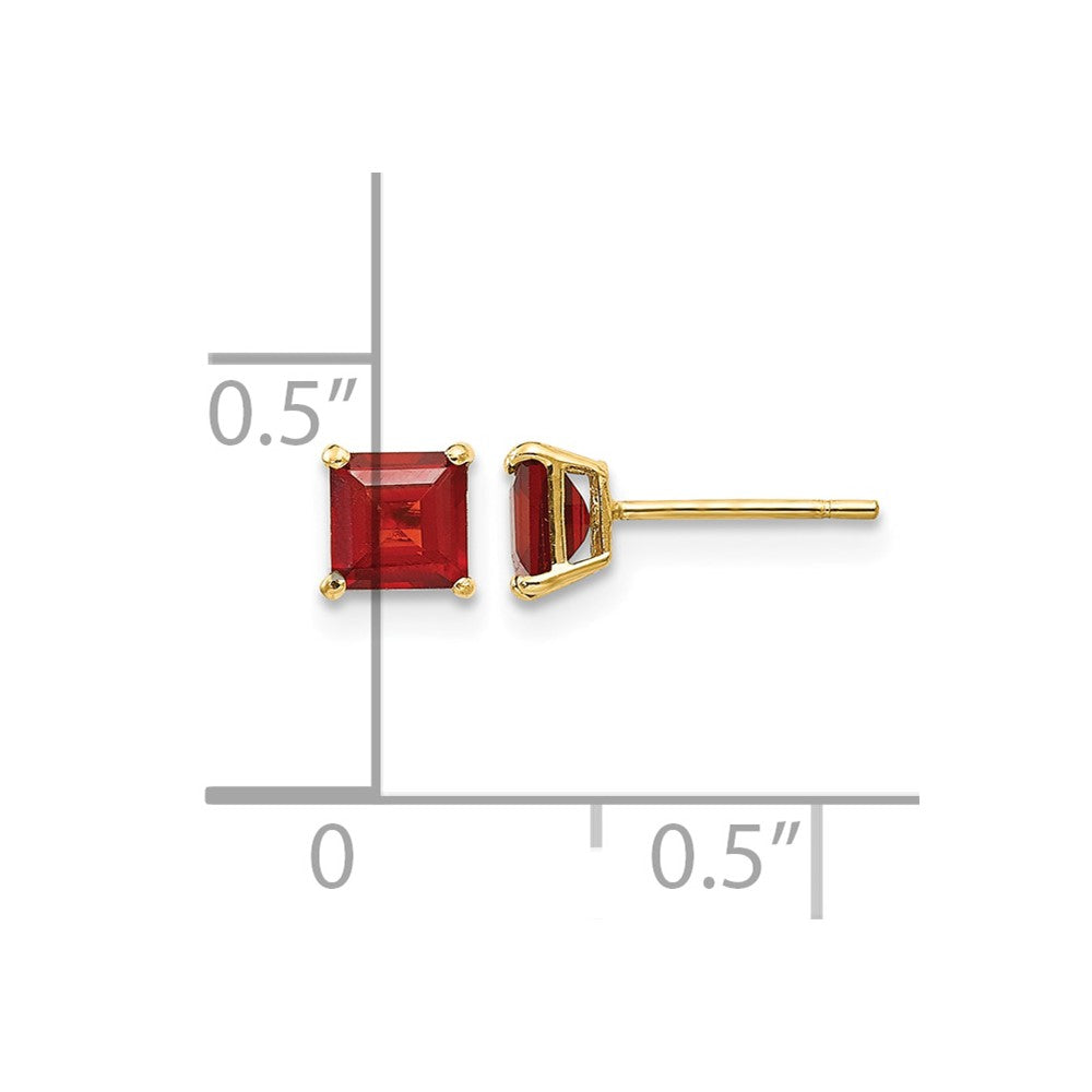 14k Madi K Garnet 4mm Square Post Earrings