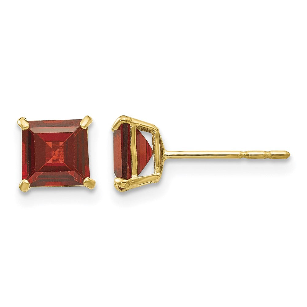 14k Madi K Garnet 5mm Square Post Earrings