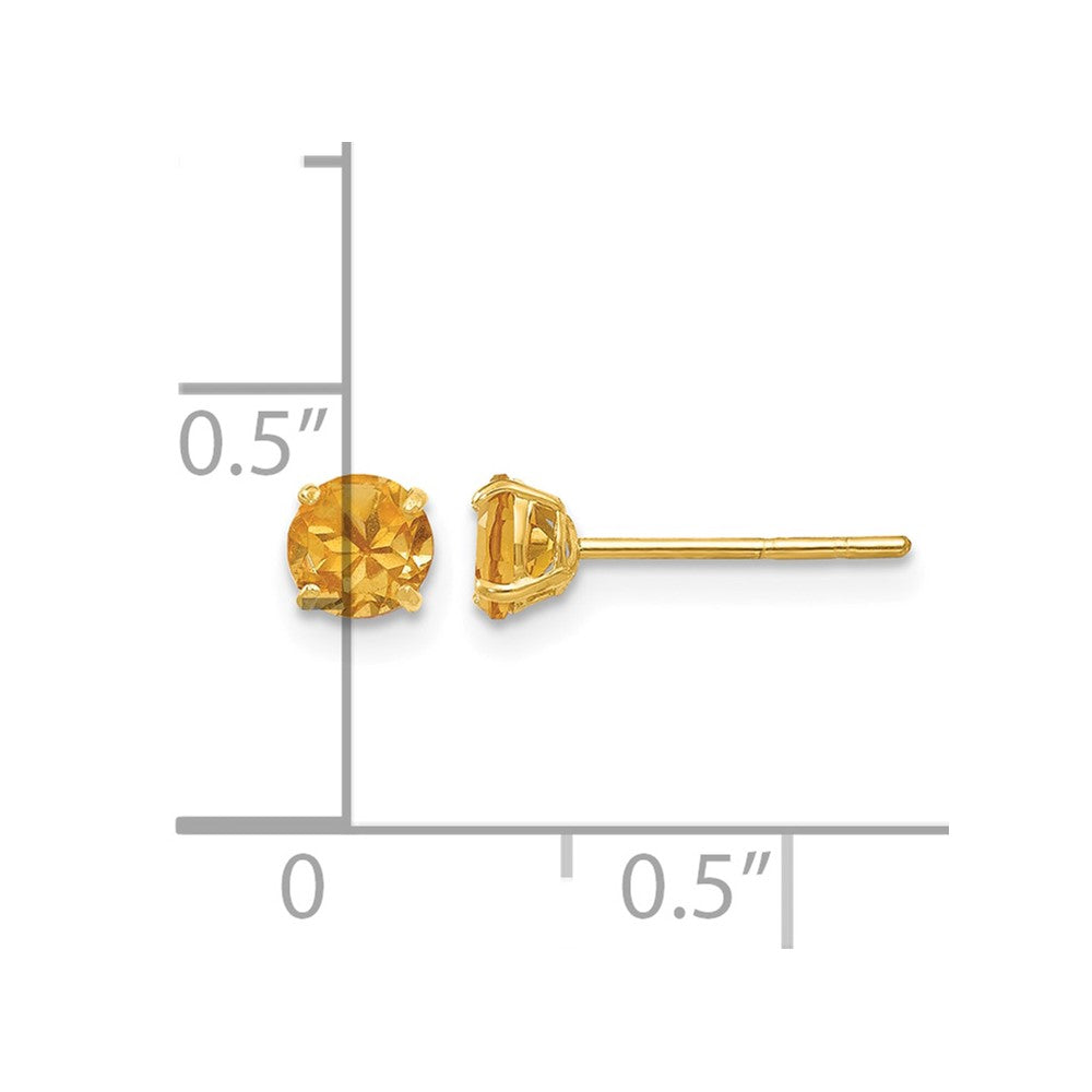 14k Madi K Round Citrine 4mm Post Earrings