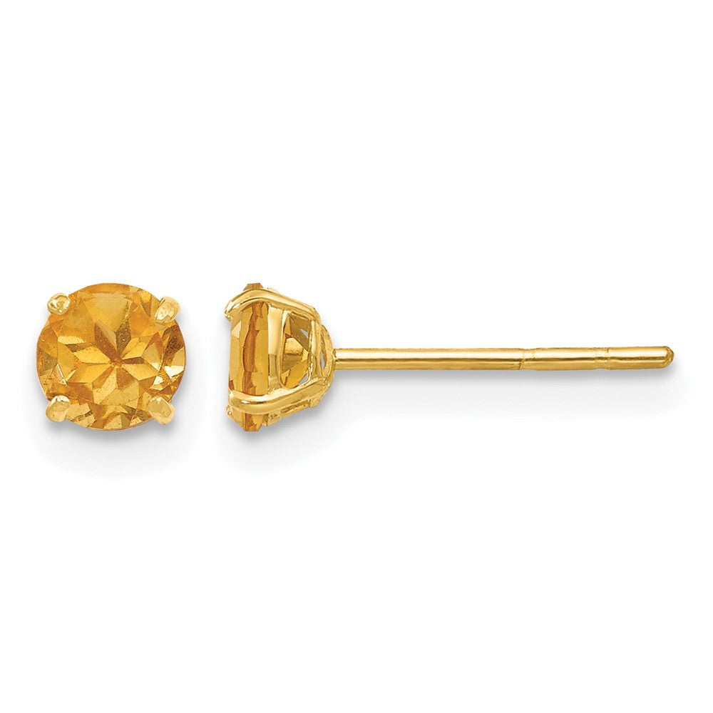 14k Madi K Round Citrine 4mm Post Earrings