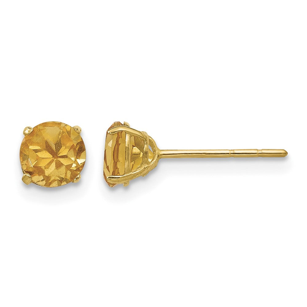 14k Madi K Round Citrine 5mm Post Earrings
