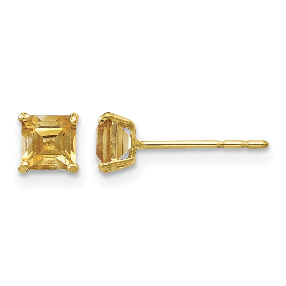 14k Madi K Citrine 4mm Square Post Earrings