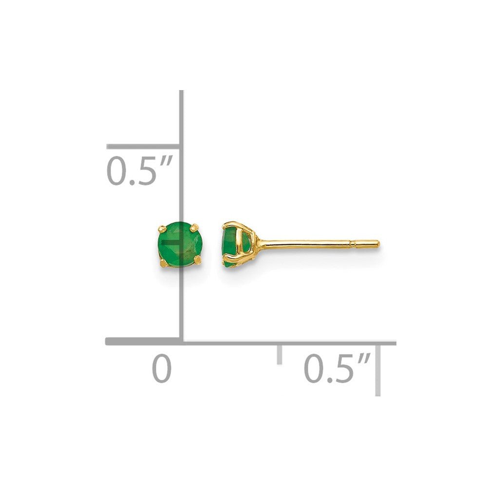 14k Madi K Round Emerald 3mm Post Earrings