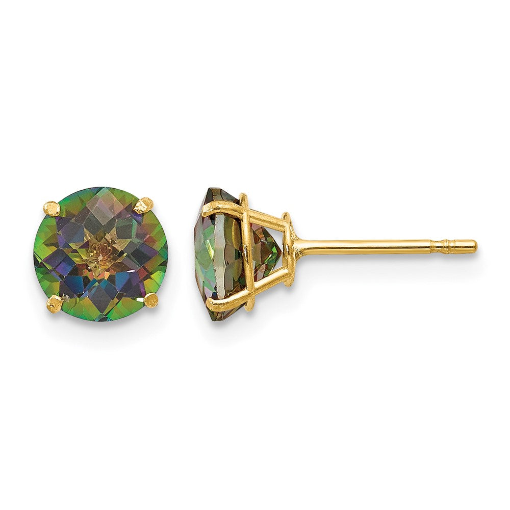 14k Madi K Round Mystic Topaz 6mm Post Earrings