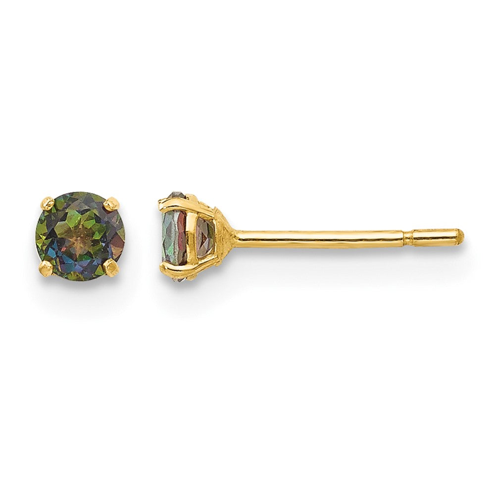 14k Madi K Round Mystic Topaz 3mm Post Earrings