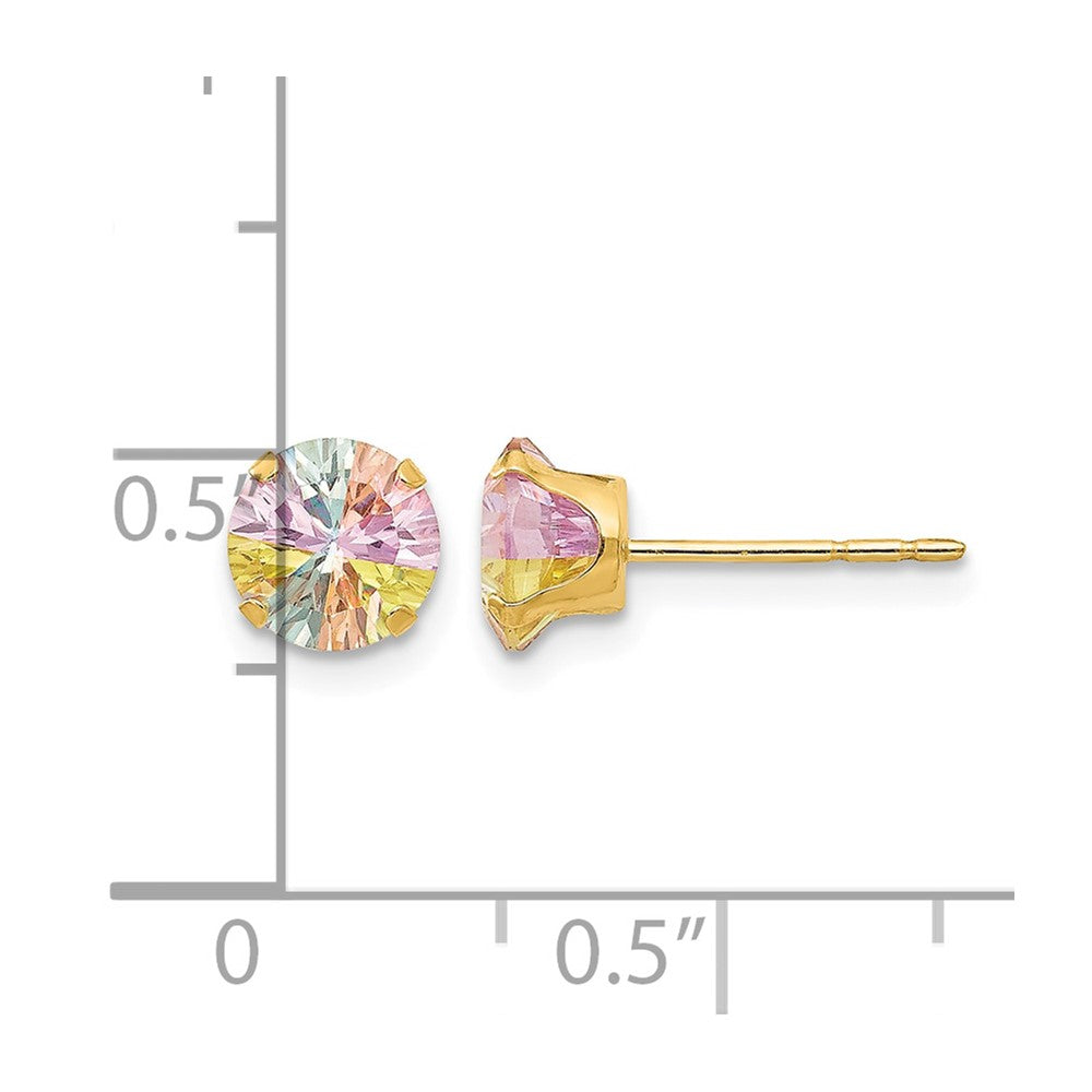 14k Madi K Multi-color CZ 6mm Post Earrings