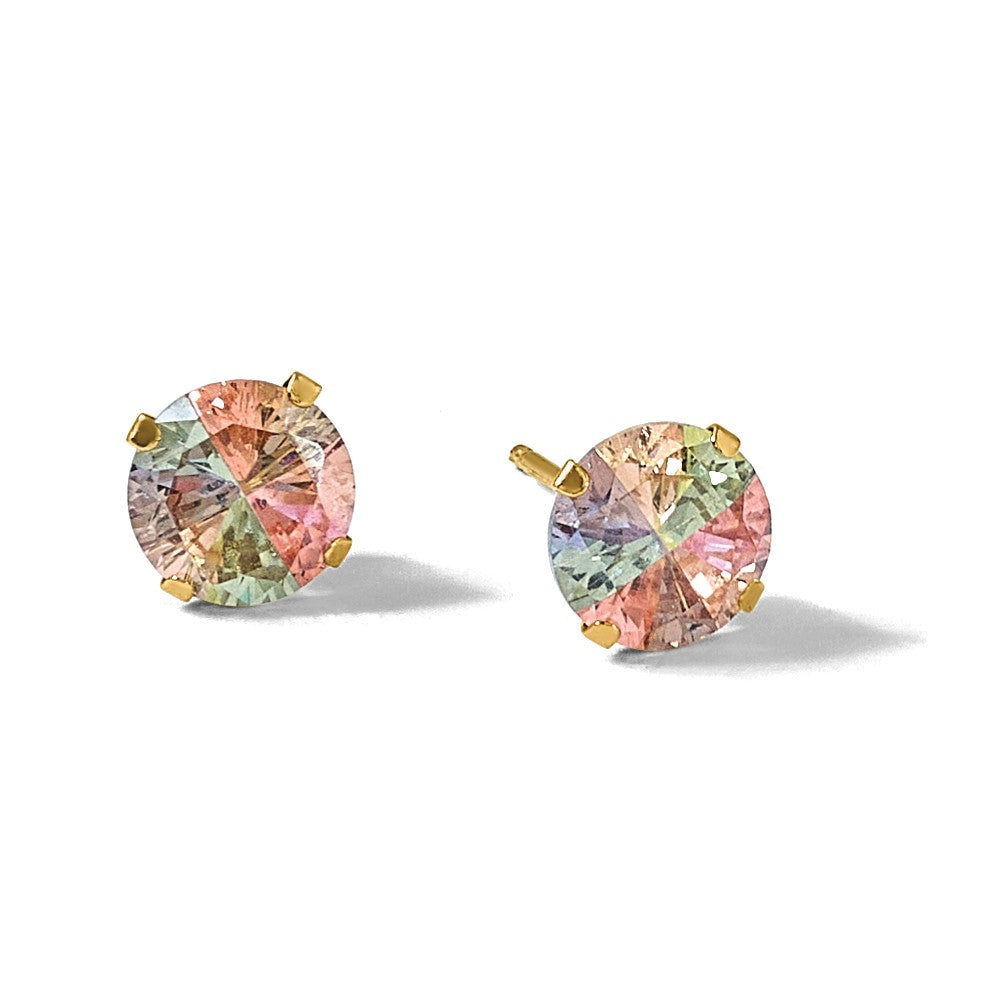 14k Madi K Multi-color CZ 6mm Post Earrings