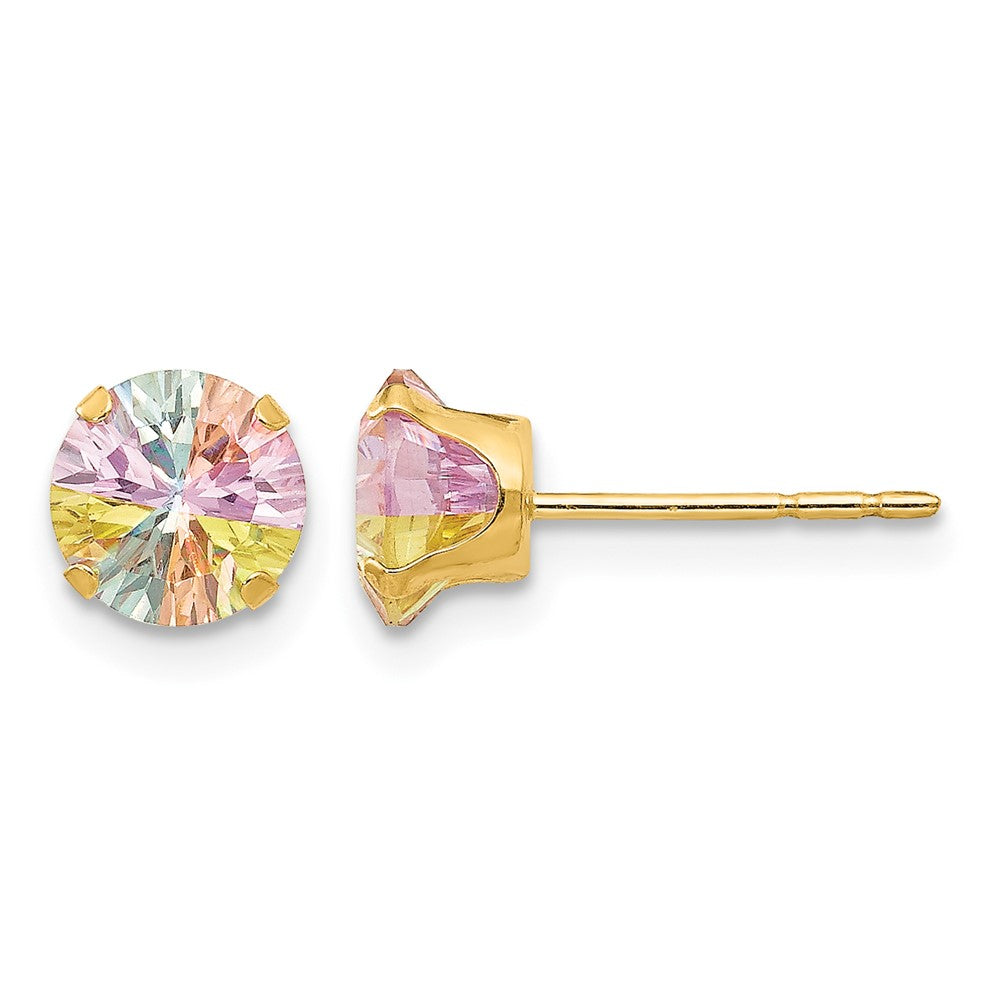 14k Madi K Multi-color CZ 6mm Post Earrings