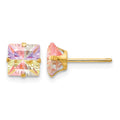 14k Madi K Multi-color CZ 6mm Square Post Earrings