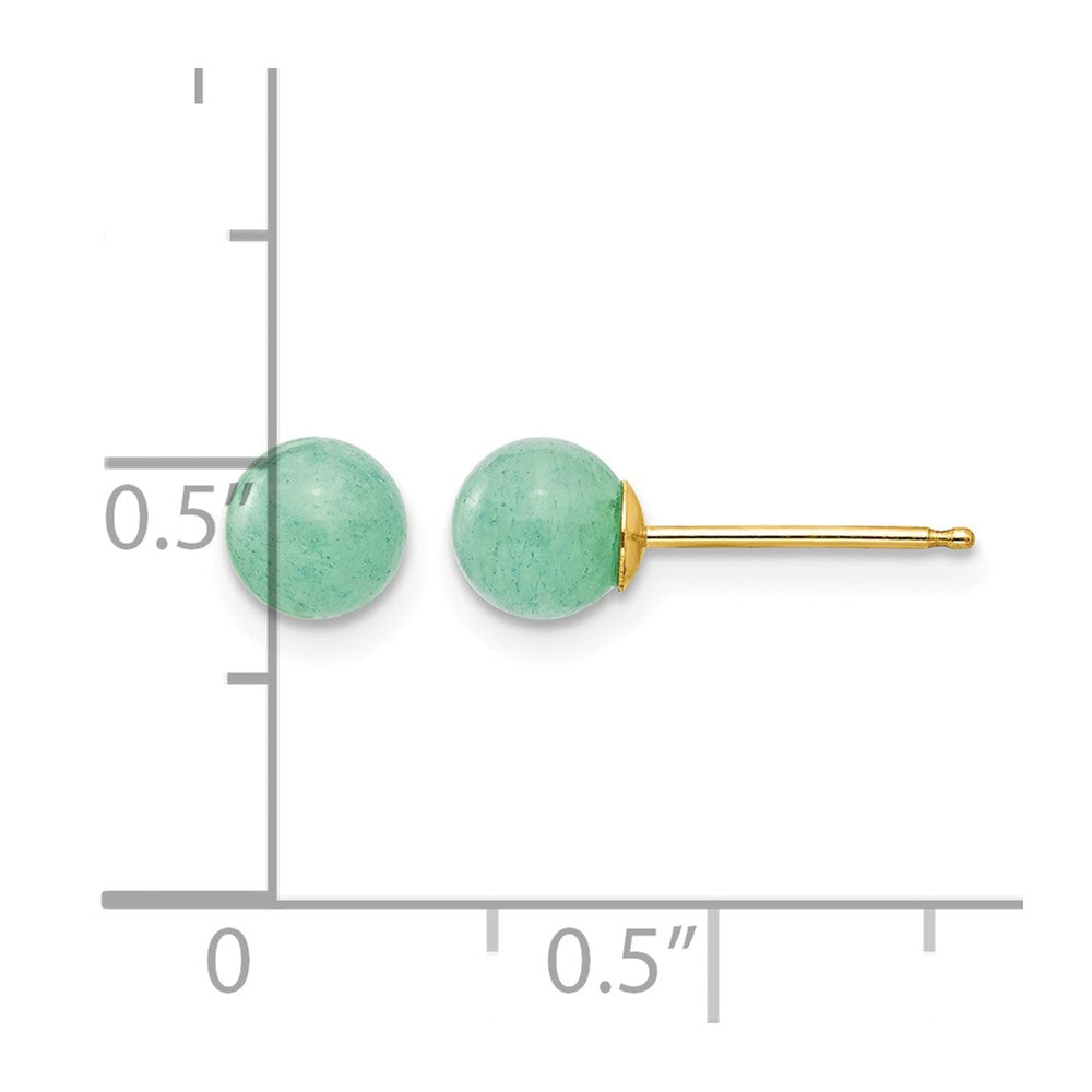 14k Madi K 5mm Green Natural Stone Post Earrings