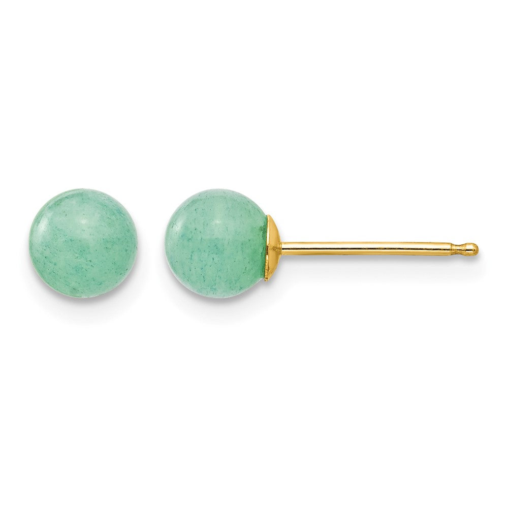 14k Madi K 5mm Green Natural Stone Post Earrings