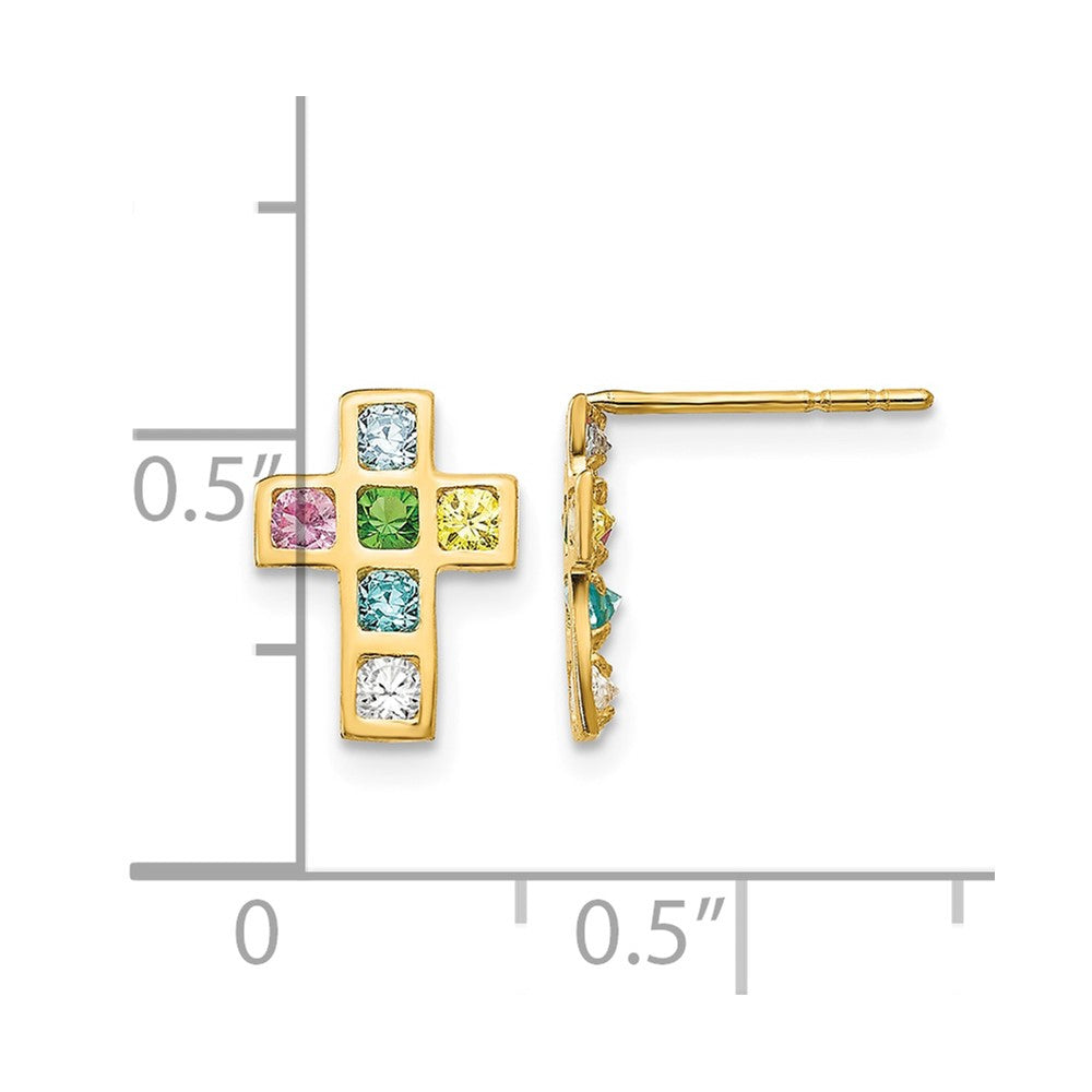 14k Madi K Multi-colored CZ Cross Post Earrings