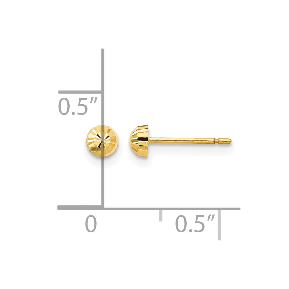 14k Madi K Diamond Cut 3mm Half-Ball Post Earrings