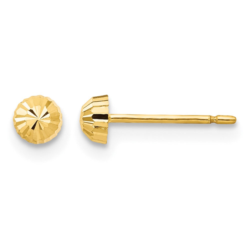 14k Madi K Diamond Cut 3mm Half-Ball Post Earrings