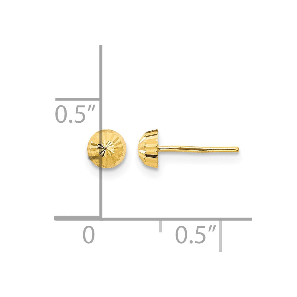 14k Madi K Diamond Cut 4mm Half-Ball Post Earrings