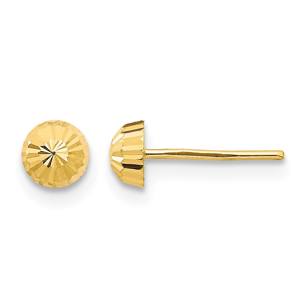 14k Madi K Diamond Cut 4mm Half-Ball Post Earrings