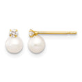 14k Madi K 5-6mm Near Round FW Cultured Pearl CZ Post Earrings