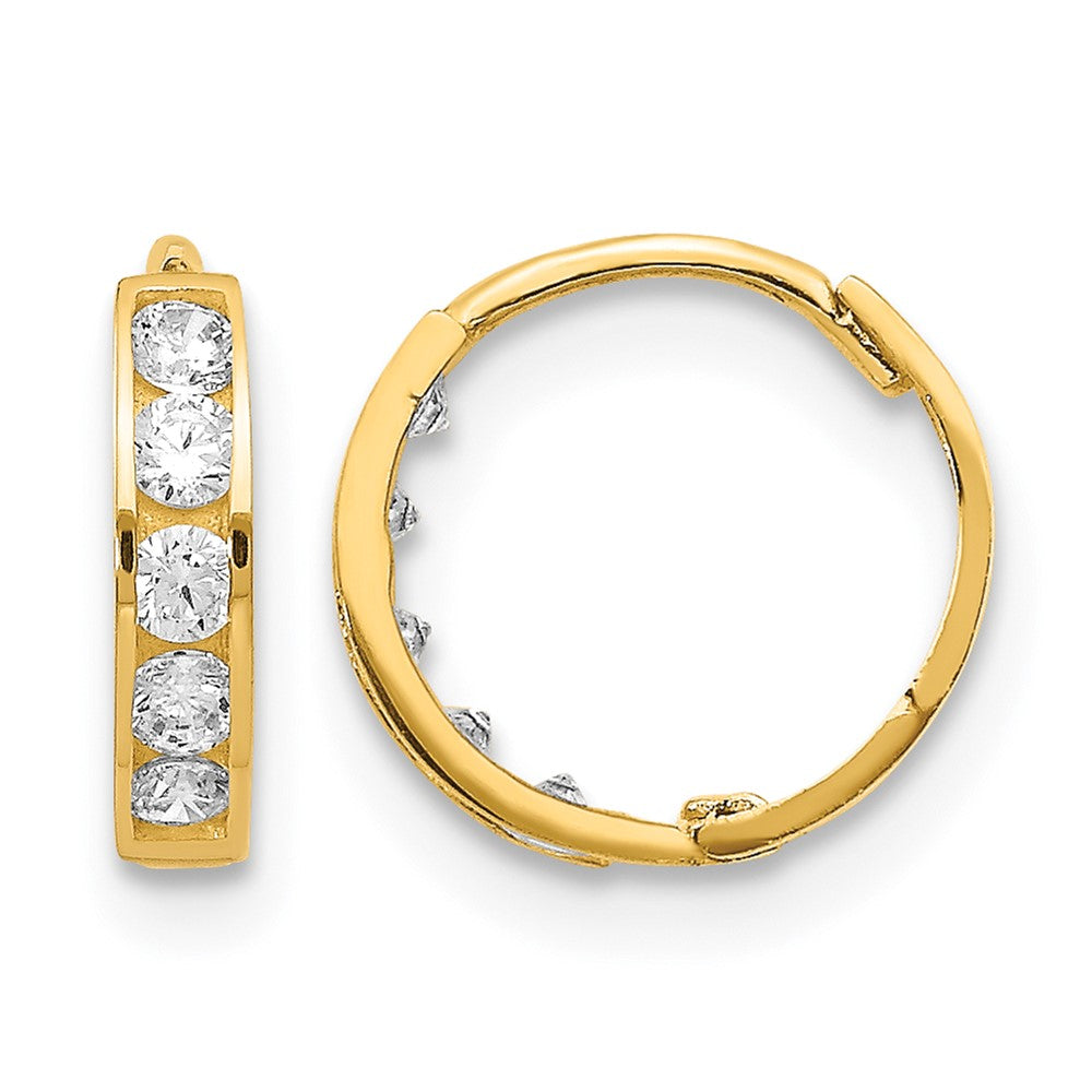 14k Madi K CZ Hinged Hoop Earrings