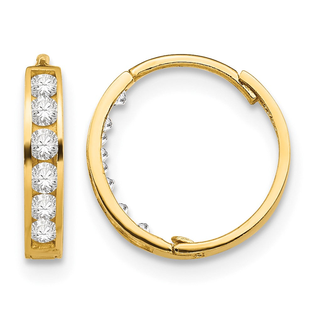 14k Madi K CZ Hinged Hoop Earrings