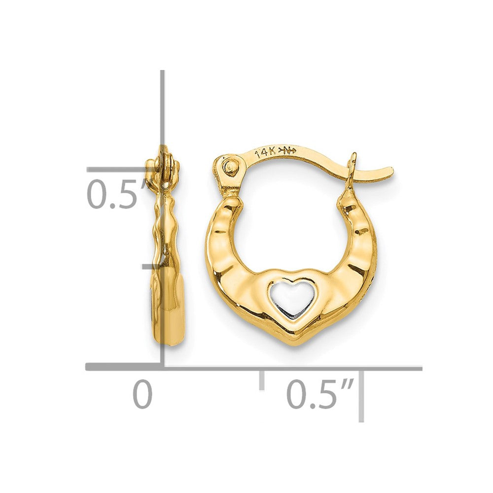 14K Madi K w/Rhodium Heart Hollow Hoop Earrings