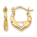 14K Madi K w/Rhodium Heart Hollow Hoop Earrings