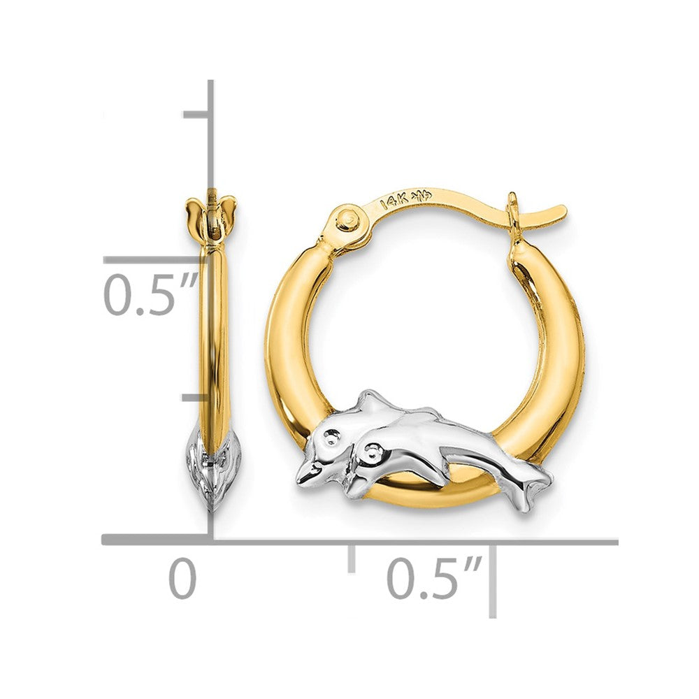 14K Madi K w/Rhodium Dolphin Hoop Earrings