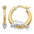 14K Madi K w/Rhodium Dolphin Hoop Earrings