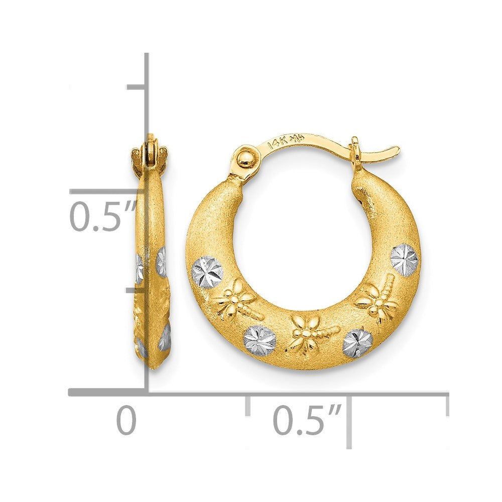 14K Madi K w/Rhodium Hoop Earrings