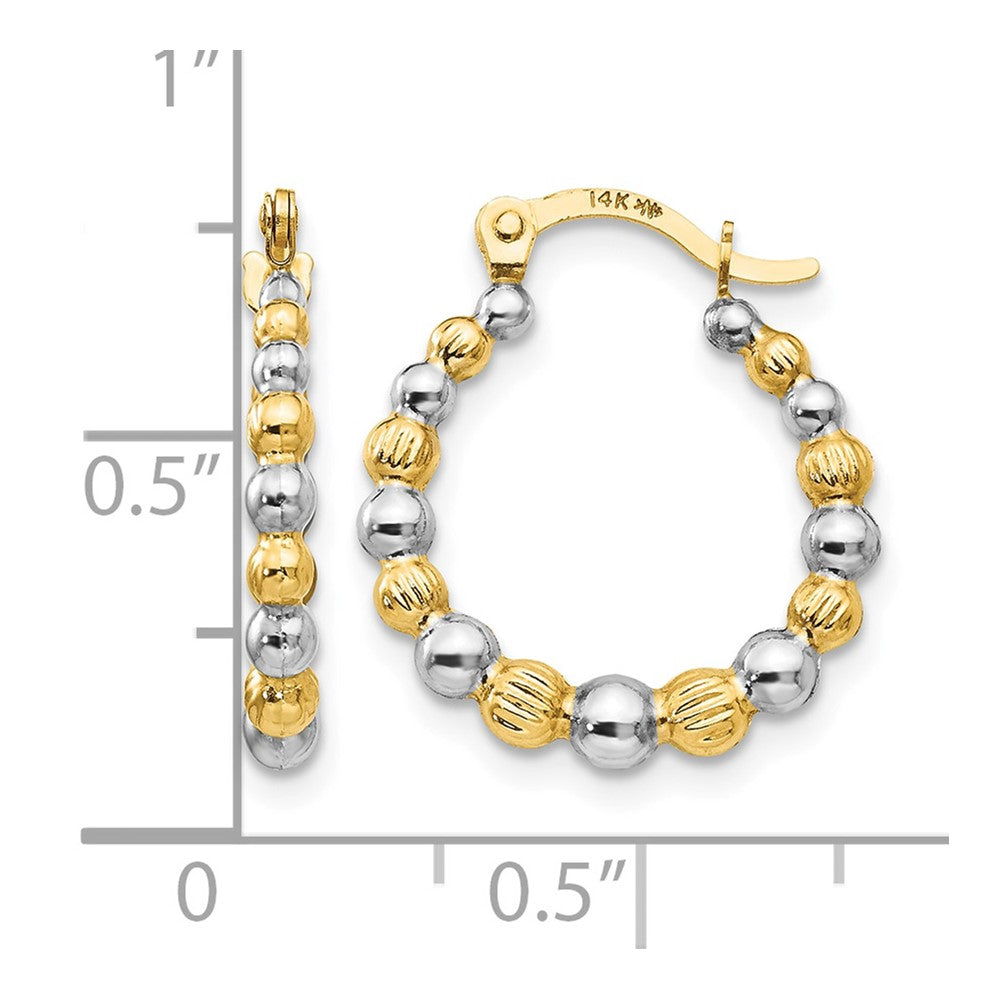 14K Madi K w/Rhodium Beaded Hoop Earrings