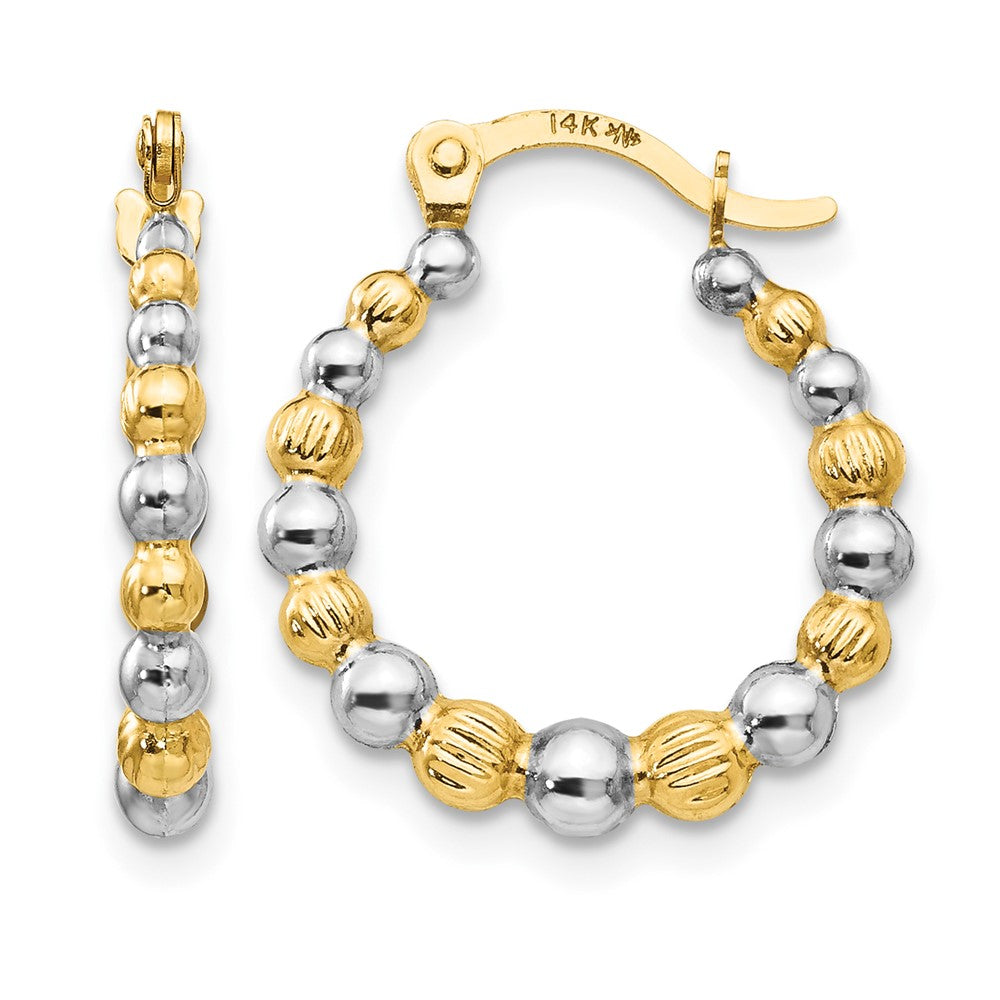 14K Madi K w/Rhodium Beaded Hoop Earrings