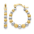 14K Madi K w/Rhodium Beaded Hoop Earrings
