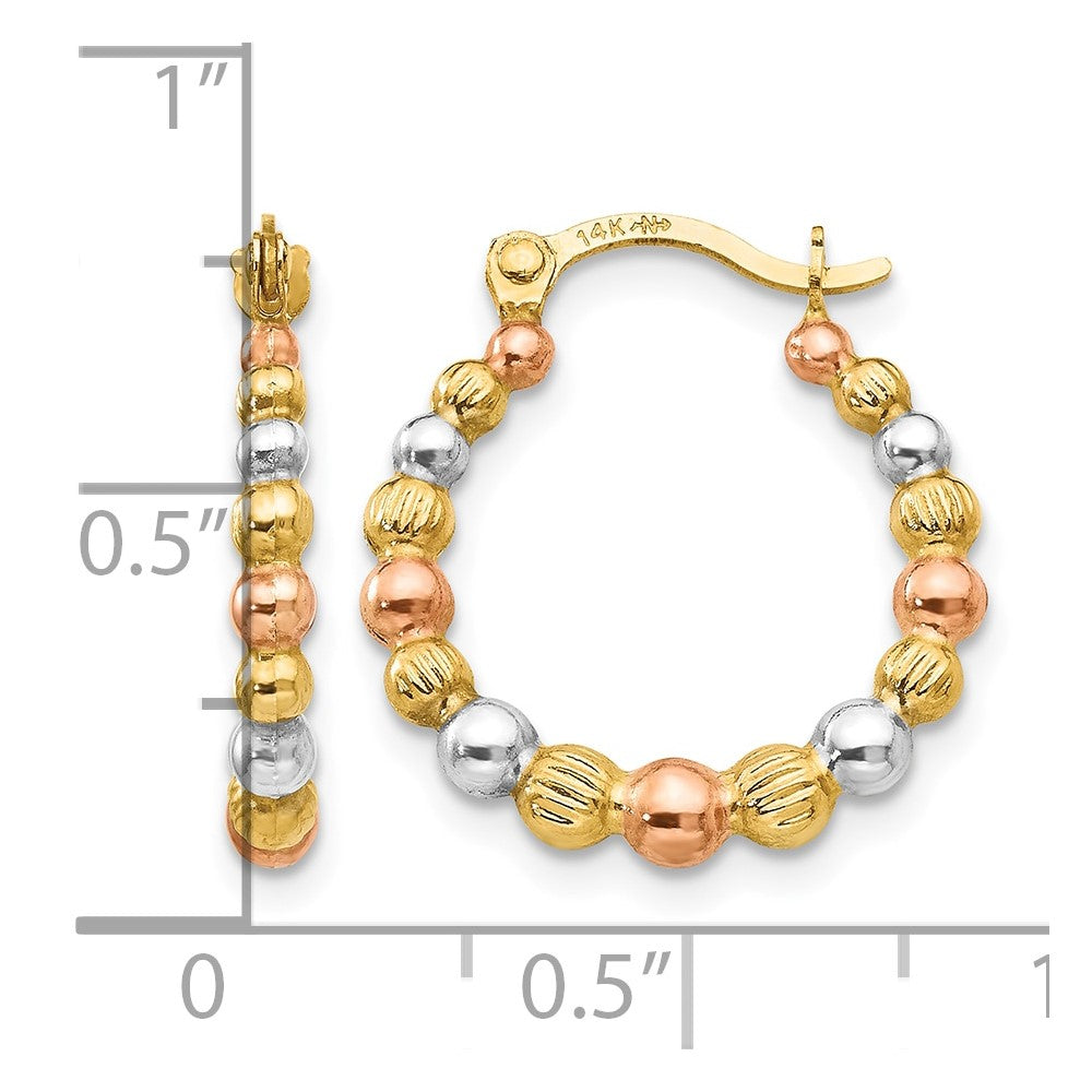 14K w/Rose and White Rhodium Madi K Beaded Hoop Earrings